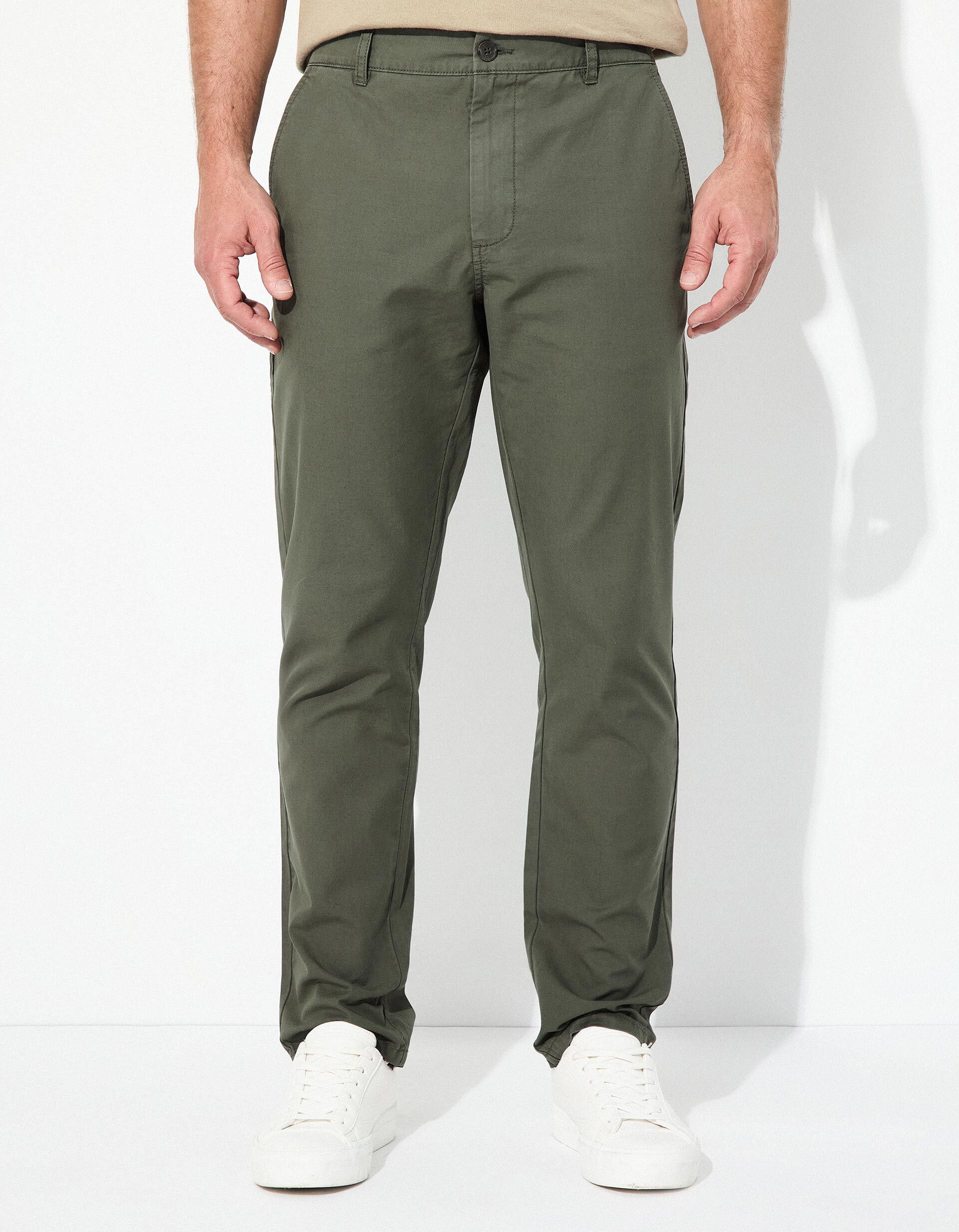 Comprar Online Cal&ccedil;as Chino com Linho, Homem, Verde Escuro 