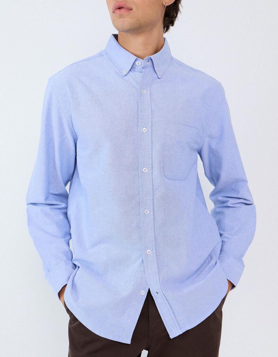 Camisa Oxford, Homem, Azul Claro