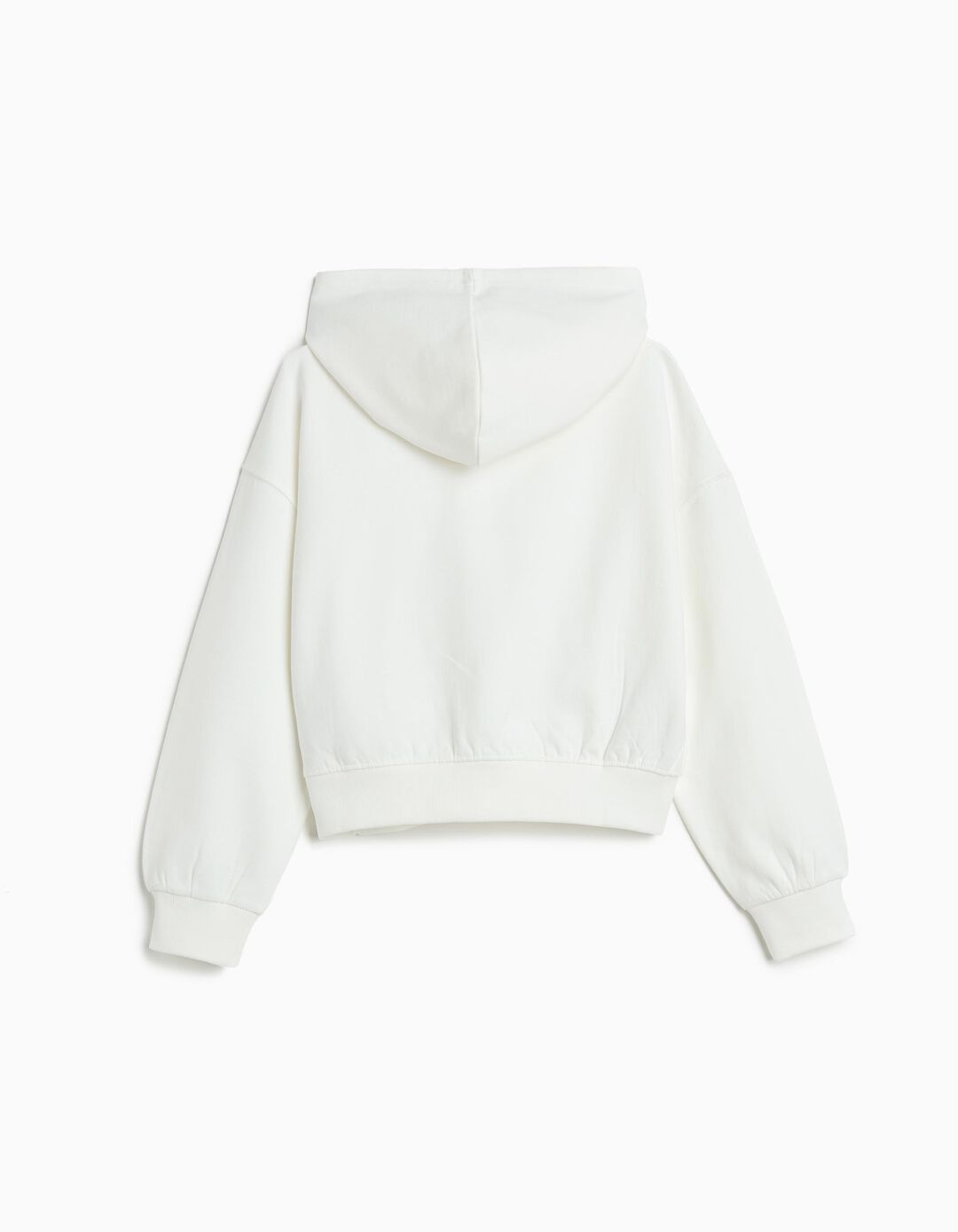 Sweatshirt de Felpa Capuz, Menina, Branco