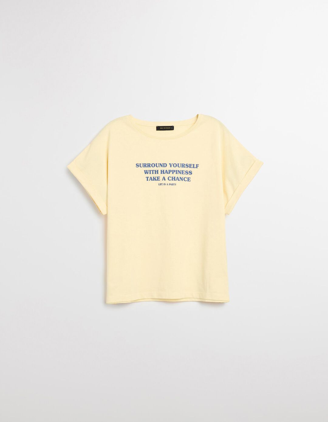 T-shirt Print, Mulher, Amarelo Claro 