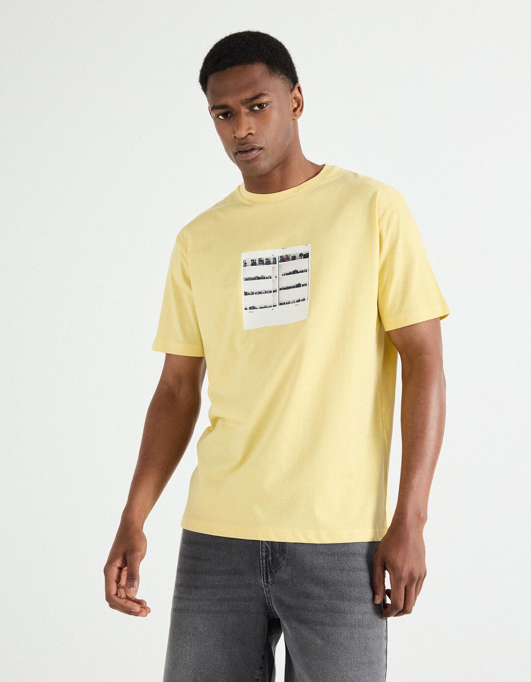 T-shirt Print, Homem, Amarelo Claro