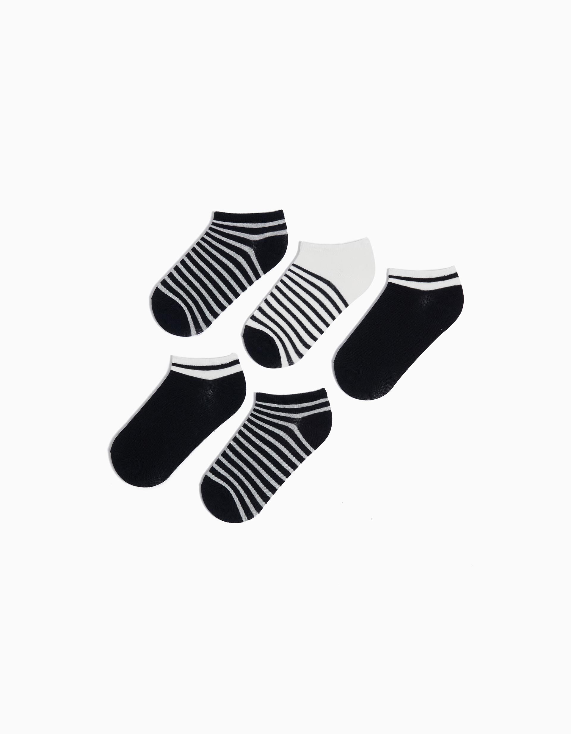 Comprar Online Pack 5 Pares de Meias Riscas Tornozelo, Menino, Azul Escuro 