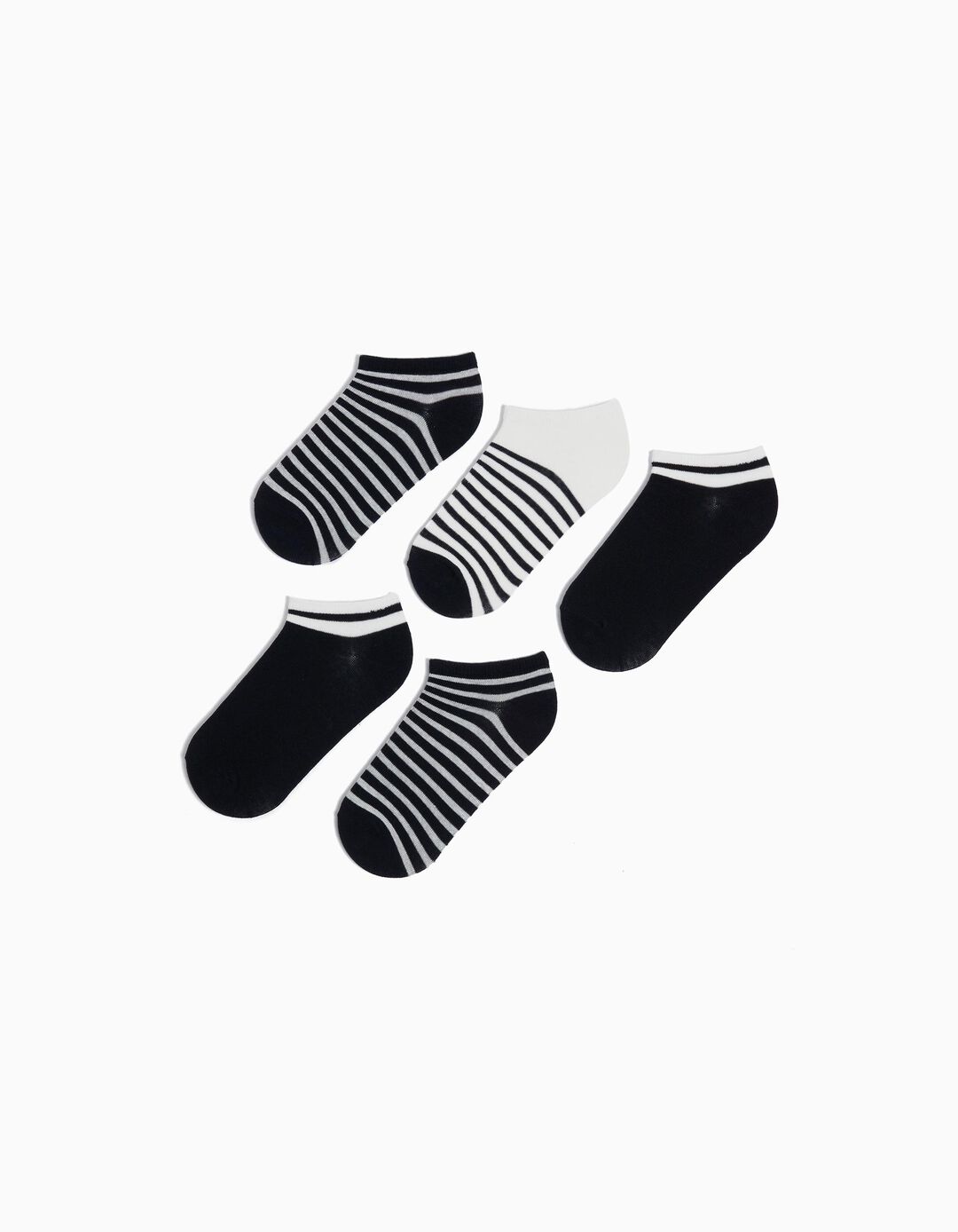 Pack 5 Pares de Meias Riscas Tornozelo, Menino, Azul Escuro 