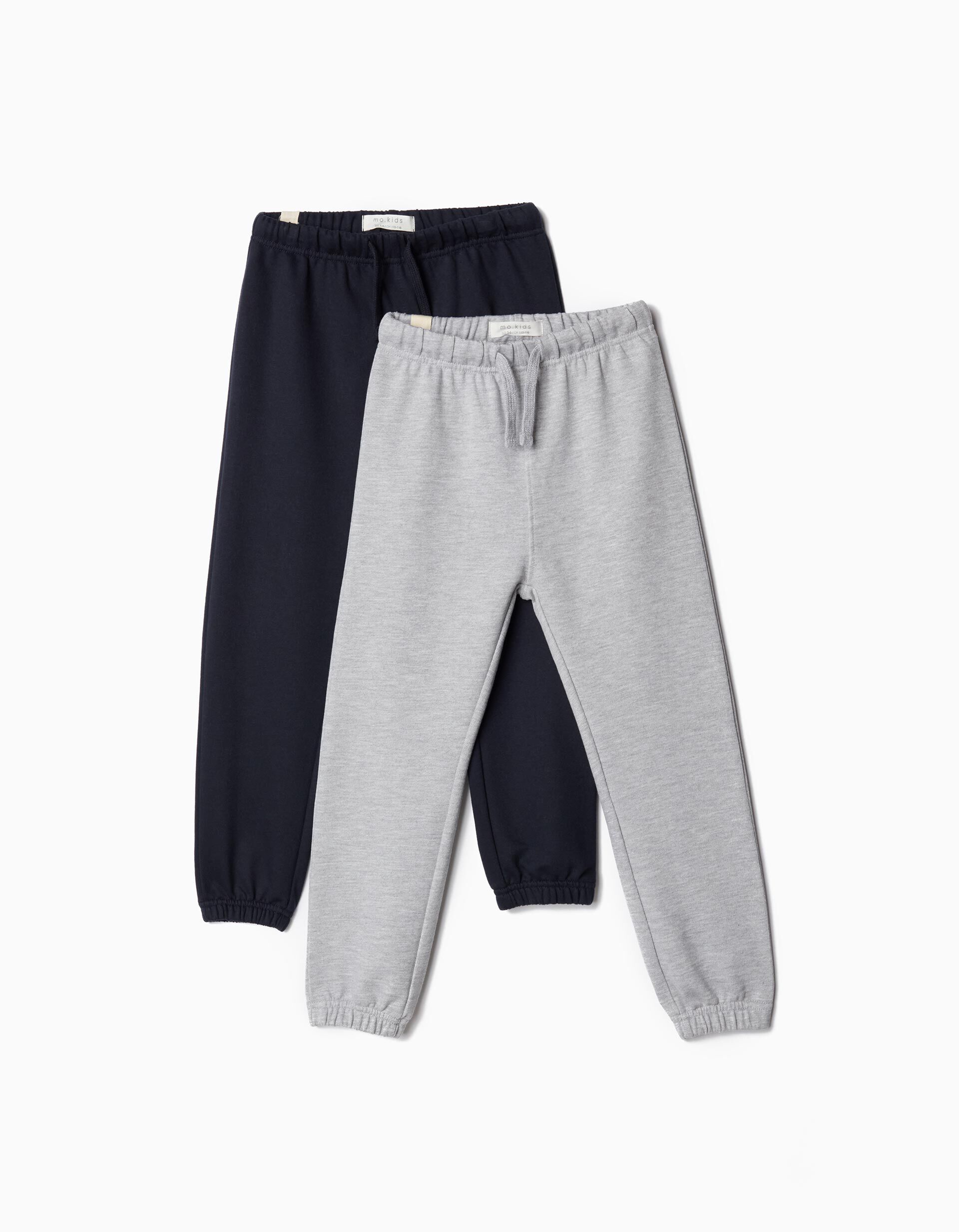 Comprar Online Pack 2 Joggers de Felpa, Menino, Azul Escuro/Cinzento Claro