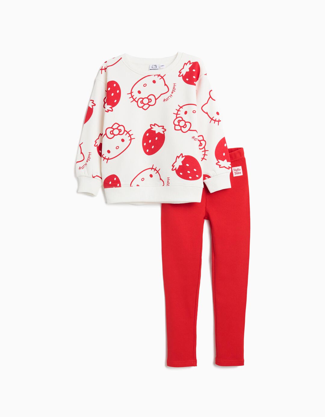 Conjunto Sweatshirt e Leggings 'Hello Kitty', Menina, Vermelho