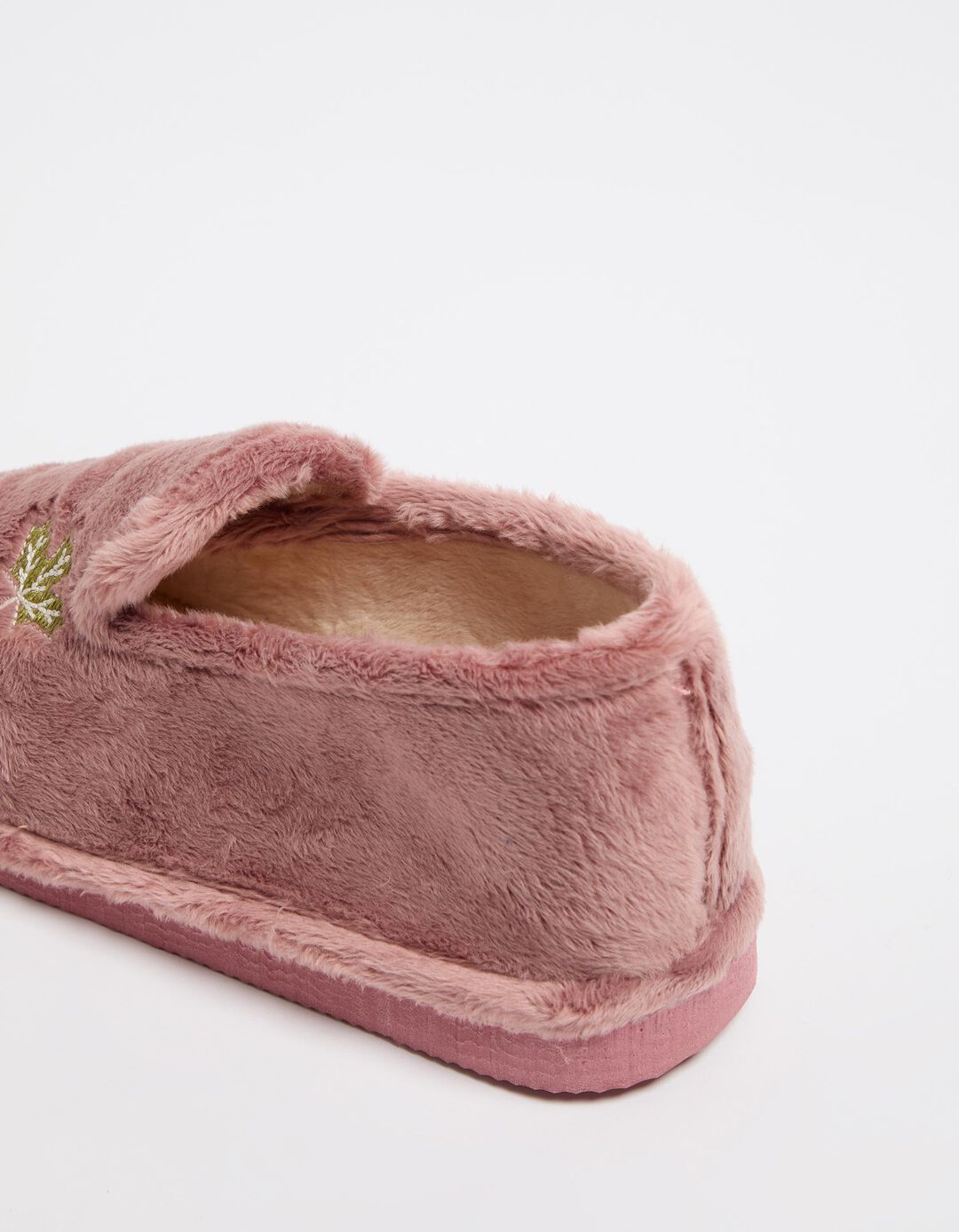 Pantufas Pelo Sintético Bordado, Mulher, Rosa
