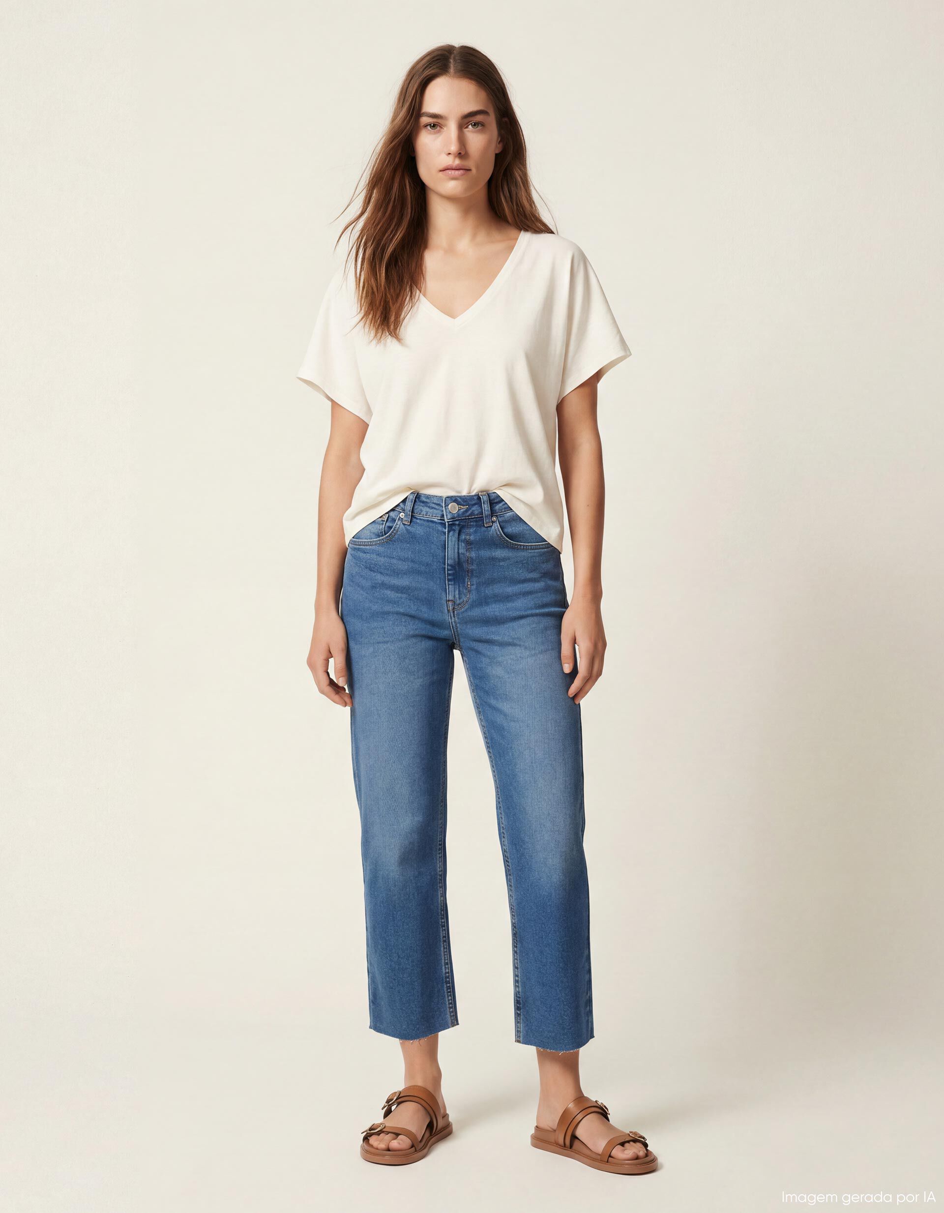 Comprar Online Cal&ccedil;as de Ganga 'Straight Cropped', Mulher, Azul Claro 