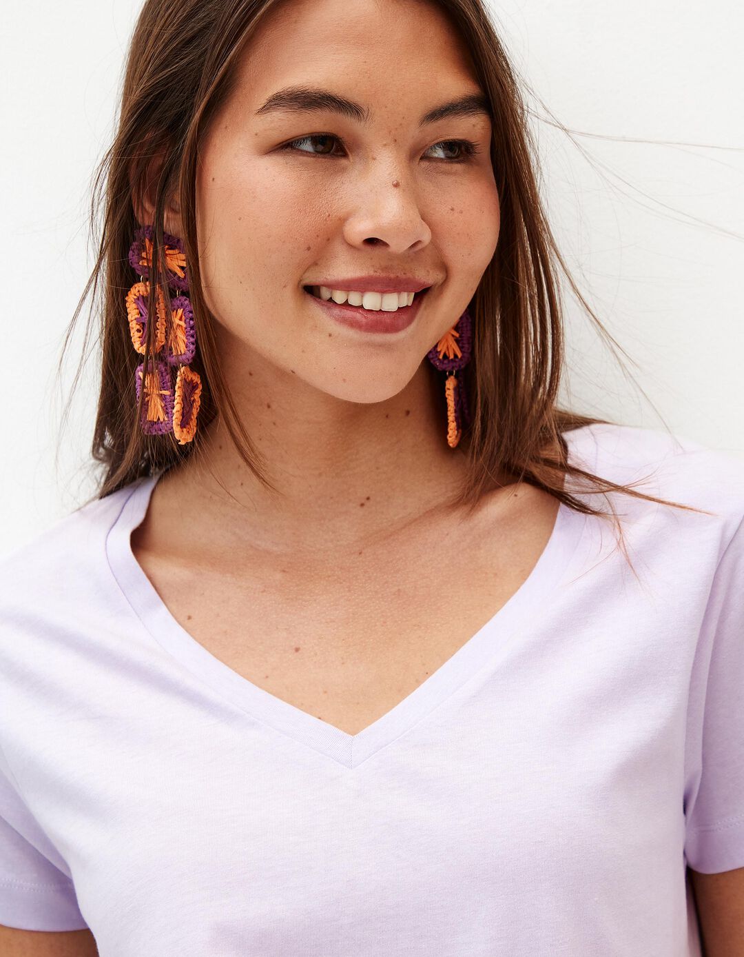 T-shirt Decote em V, Mulher, Roxo