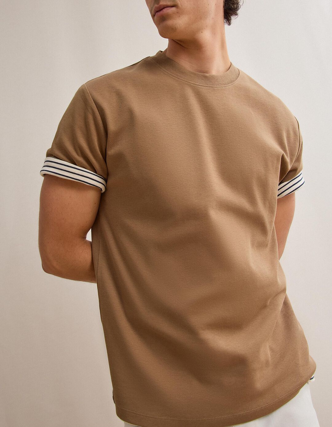 T-shirt Interlock, Homem, Bege