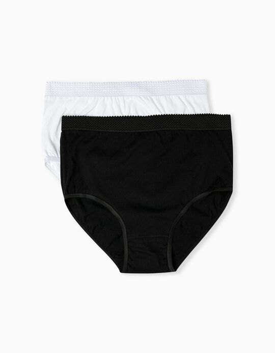 Comprar Online Pack 2 Cuecas Cinta Subida, Mulher, Branco/Cinzento