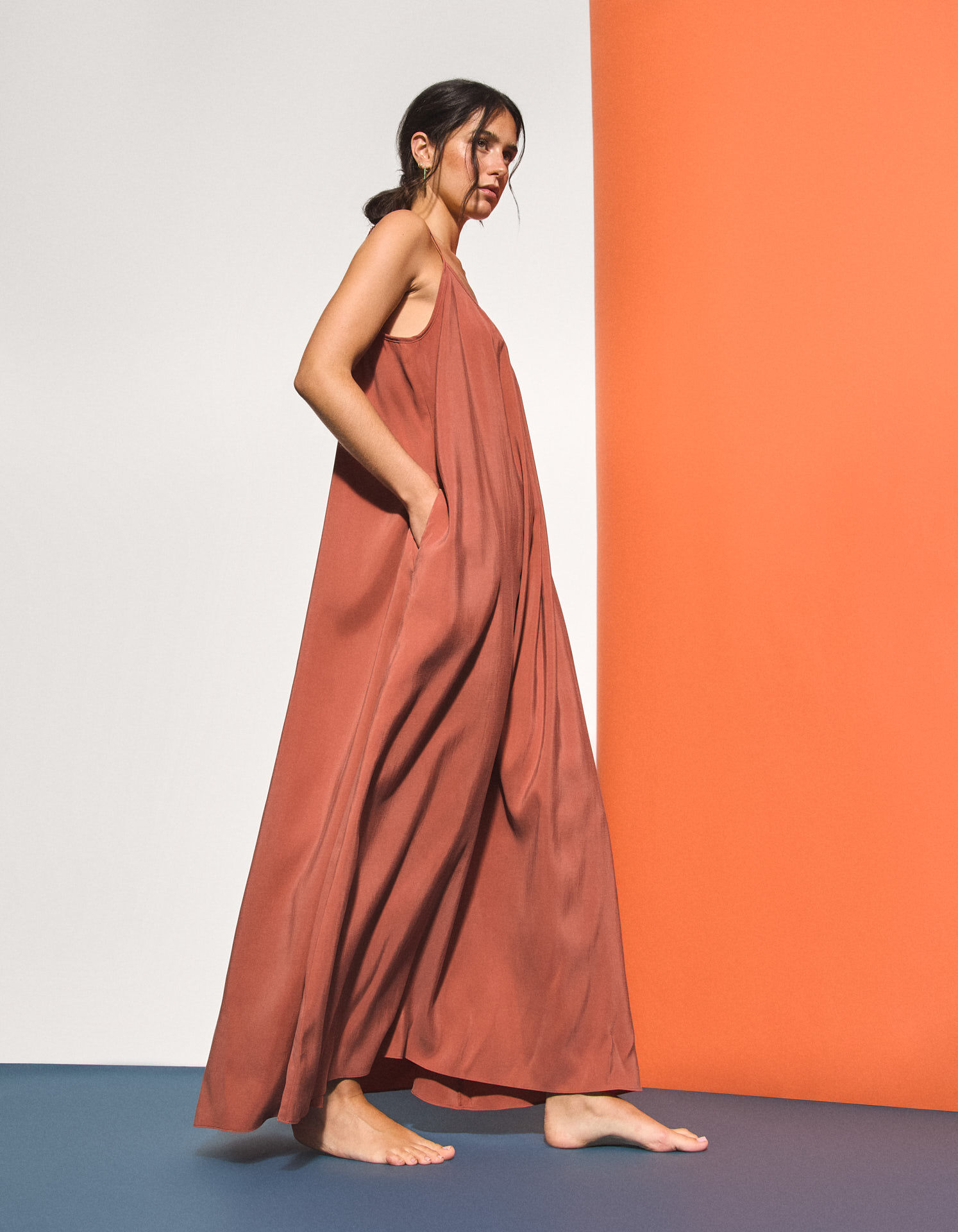 Comprar Online Vestido Modal, Mulher, Laranja Escuro