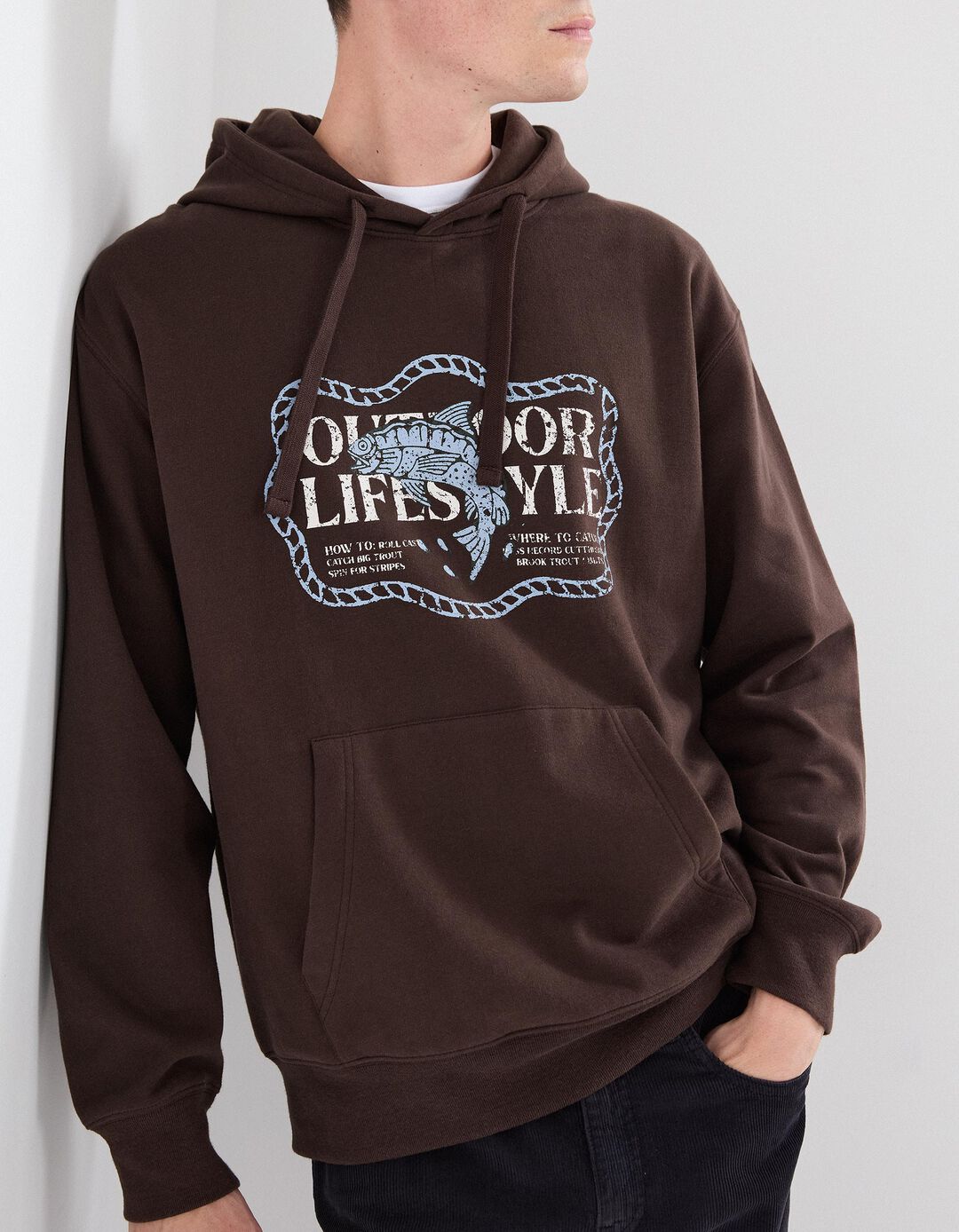 Sweatshirt com Capuz, Homem, Castanho Escuro