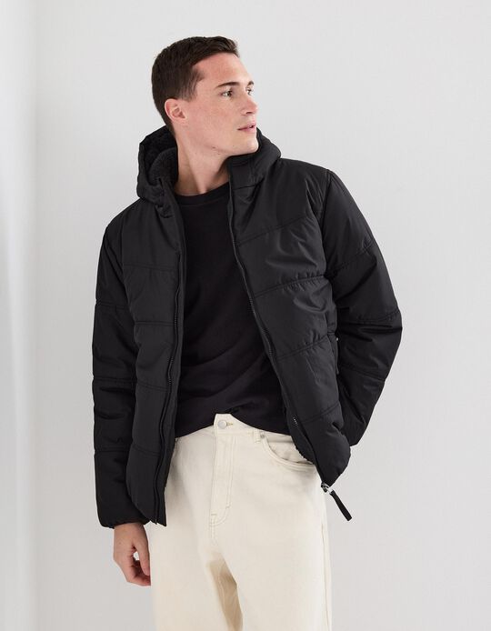 Comprar Online Casaco Acolchoado com Capuz, Homem, Preto