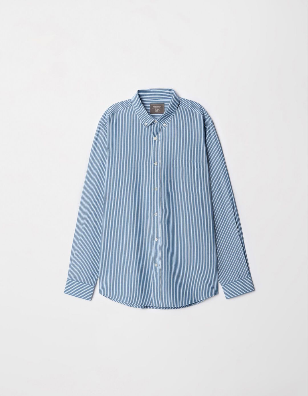 Camisa de Manga Comprida Popelina Riscas, Homem, Azul Claro