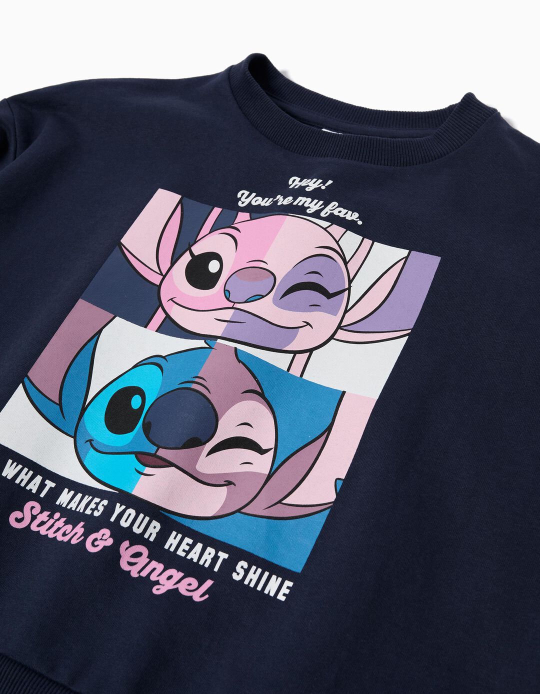 Sweatshirt 'Stitch e Angel', Menina, Azul Escuro