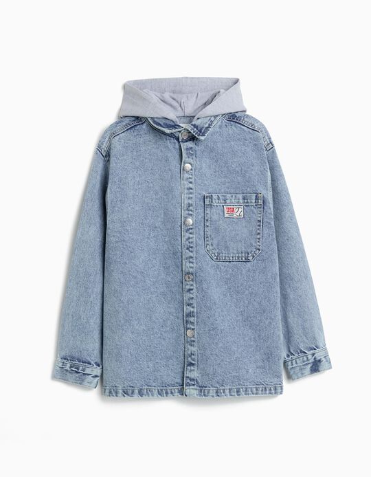 Comprar Online Sobrecamisa de Ganga com Capuz, Menino, Azul Claro