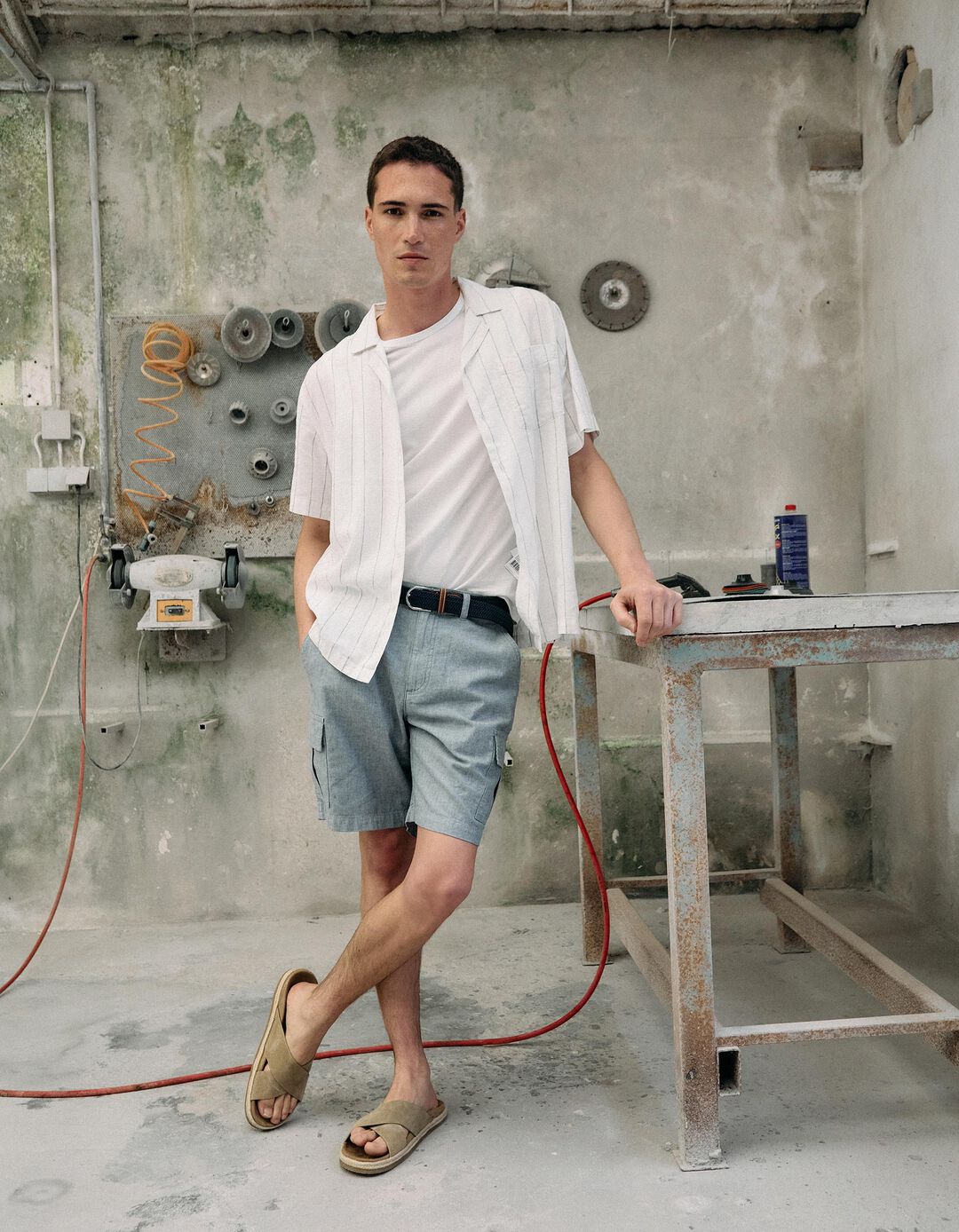 Calções Cargo, Homem, Azul Escuro