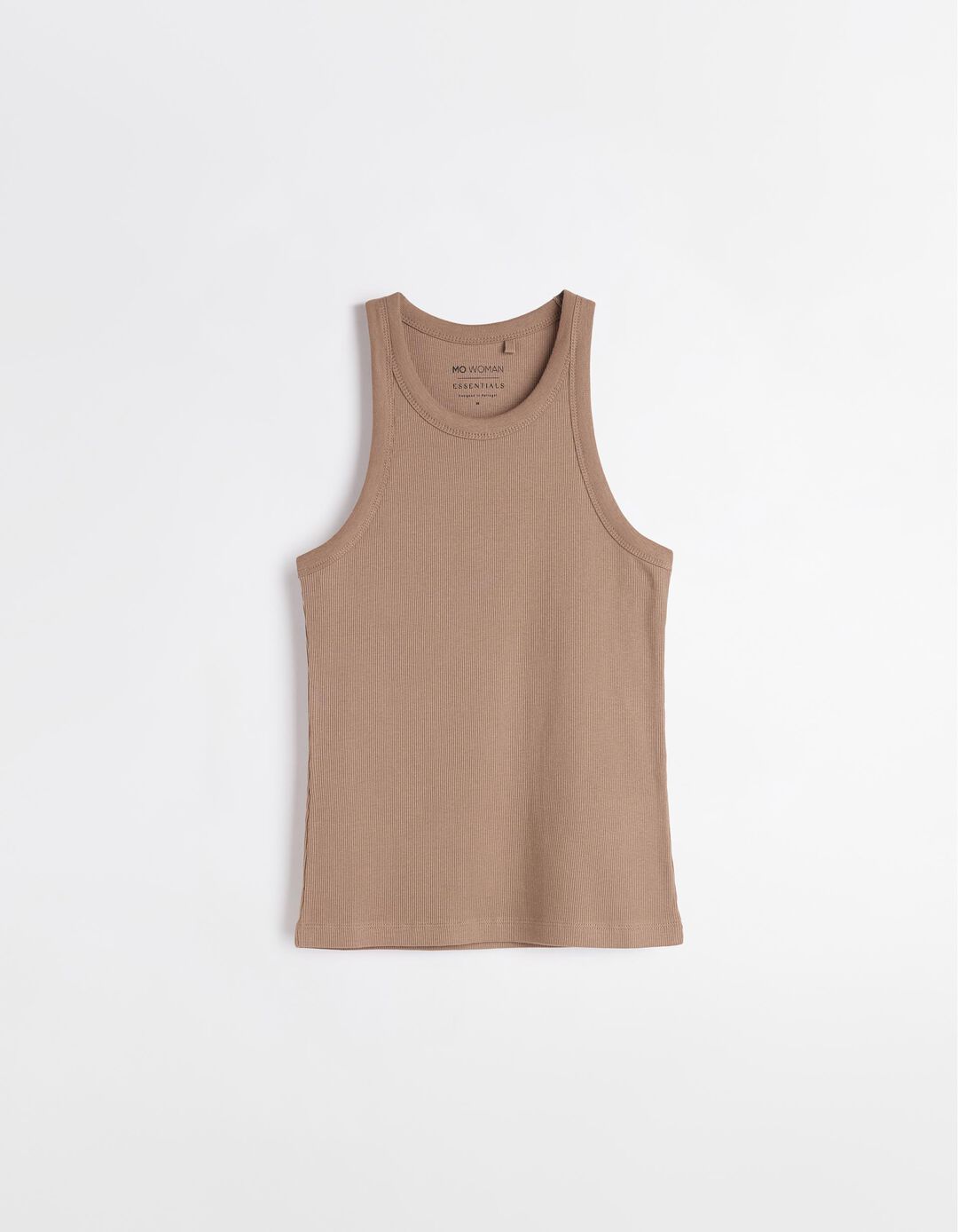 Tank Top Canelado, Mulher, Bege Escuro