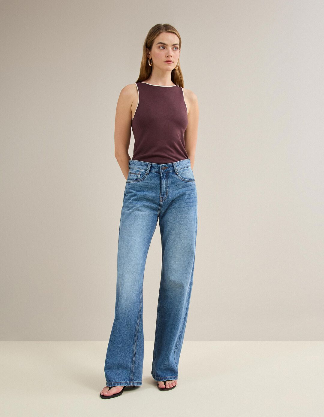 Cal&ccedil;as De Ganga 'Wide Leg', Mulher, Azul 