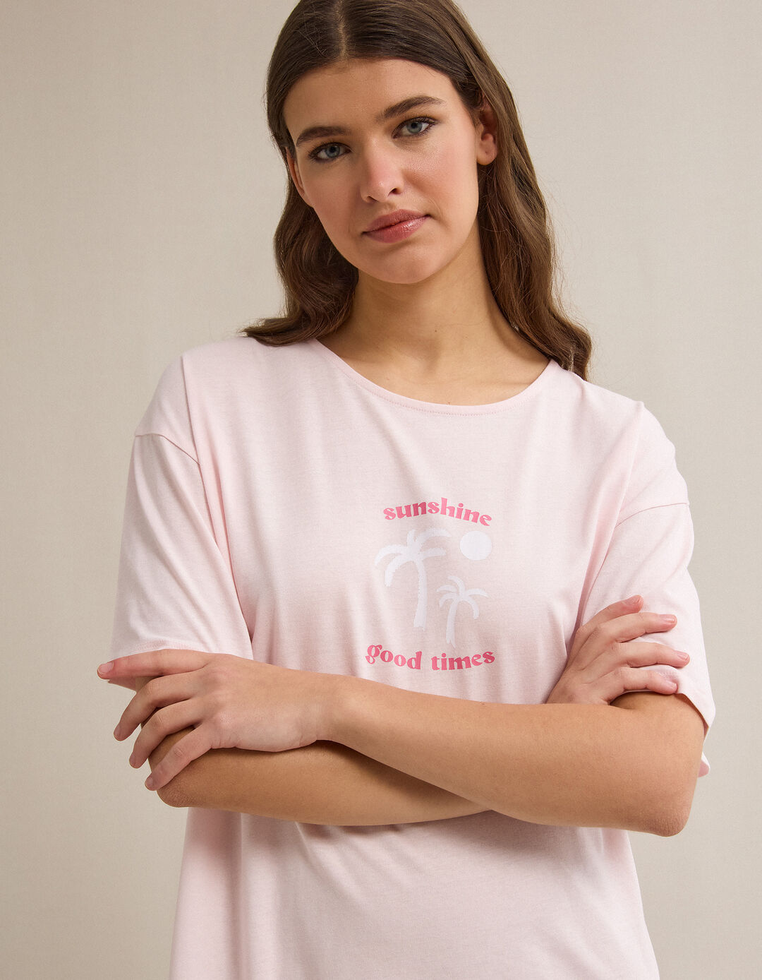 Camisa de Dormir, Mulher, Rosa Claro