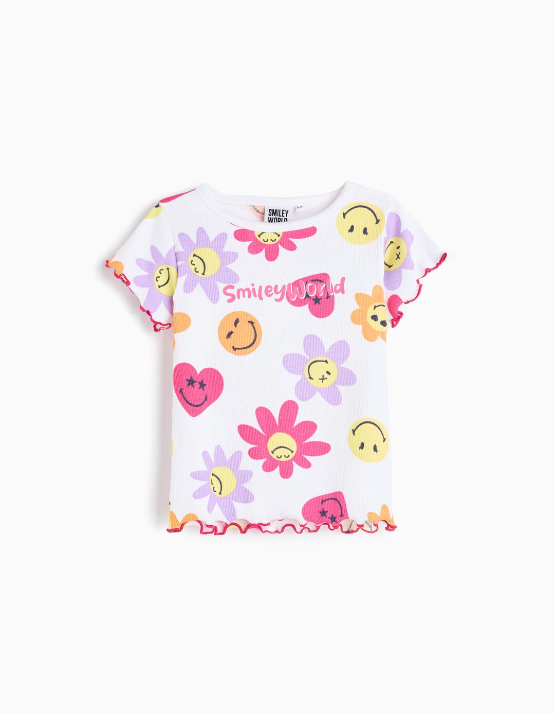 T-shirt 'Smiley World', Menina, Branco