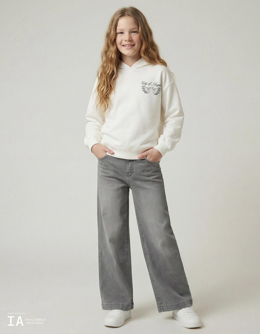 Cal&ccedil;as de Ganga 'Marine', Menina, Cinzento Claro