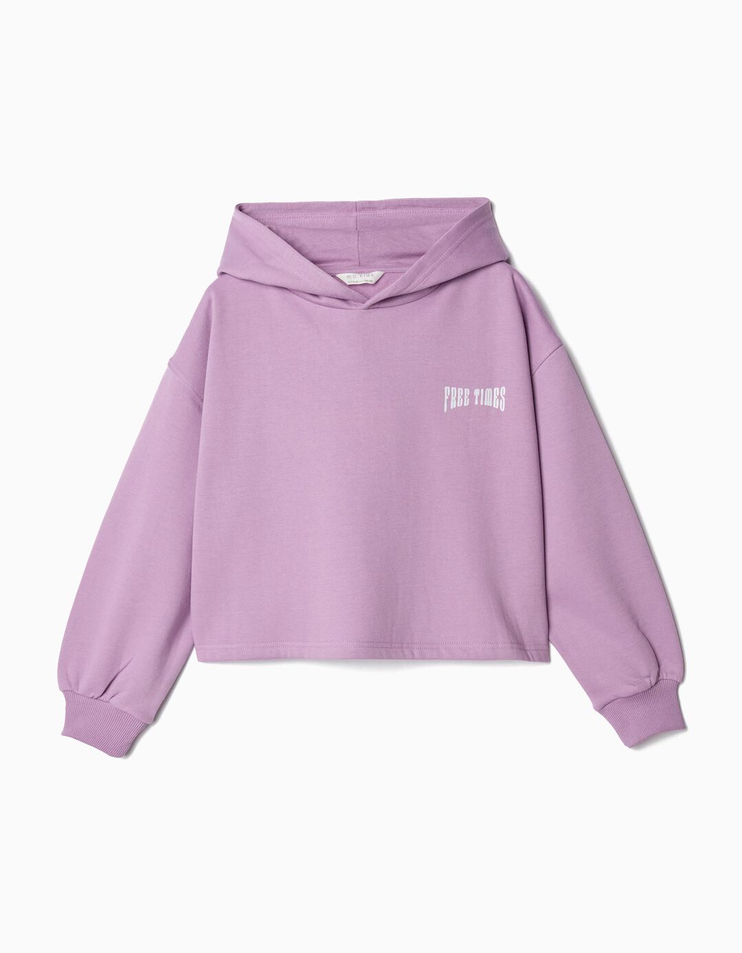 Sweatshirt Cropped de Felpa Capuz, Menina, Lilás
