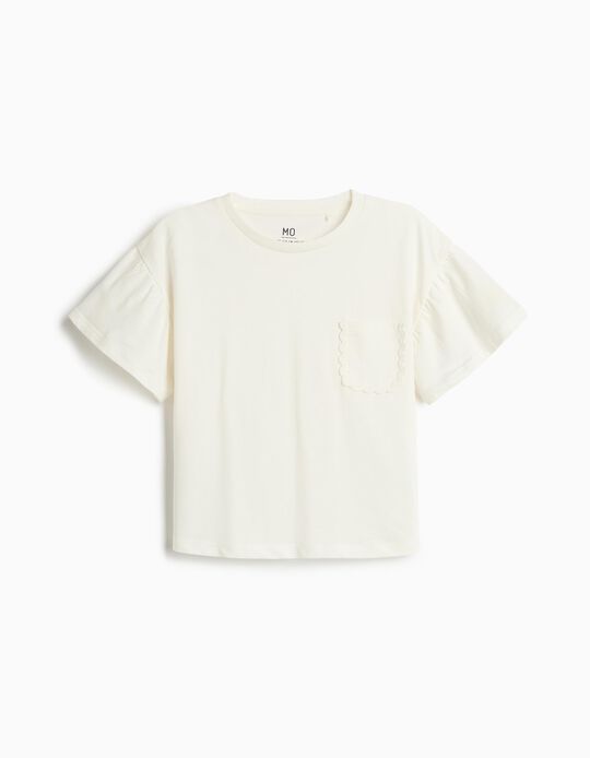 Comprar Online T-shirt com Bolso, Menina, Branco
