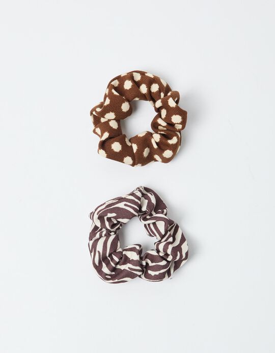Comprar Online Pack 2 El&aacute;sticos de Cabelo Scrunchie, Mulher, Castanho