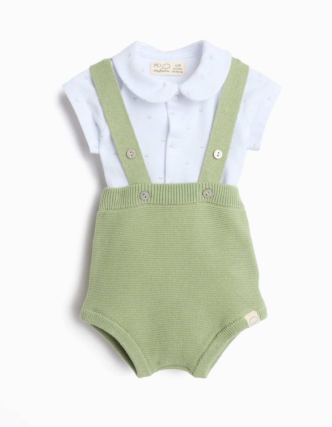 Conjunto Body e Macac&atilde;o, Rec&eacute;m-Nascido, Verde Claro
