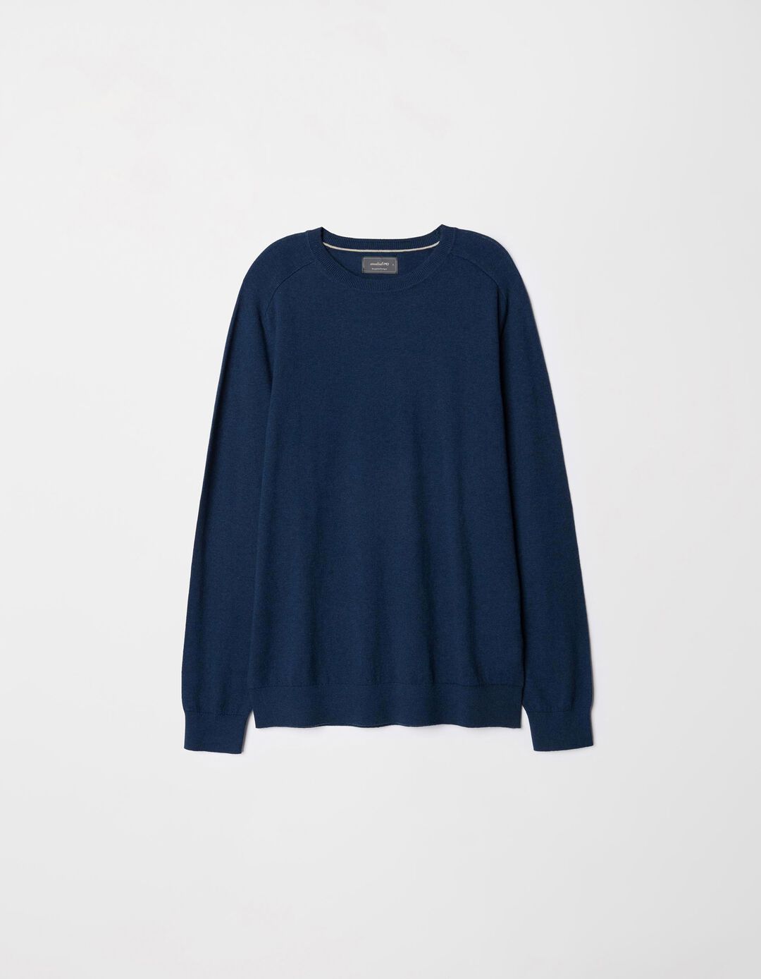 Camisola Mistura de Caxemira Decote Redondo, Homem, Azul Escuro