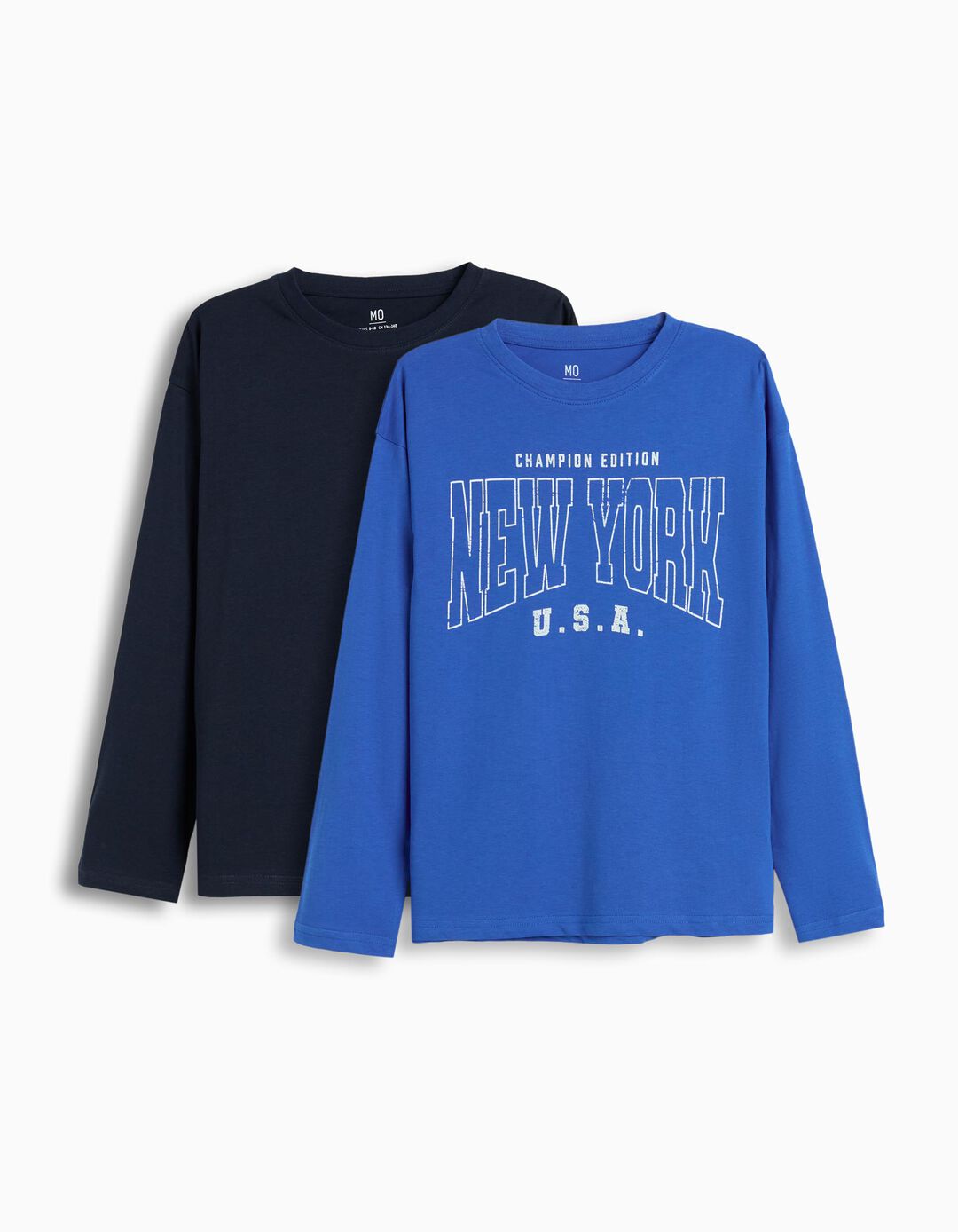 Pack 2 T-shirts Manga Comprida, Menino, Azul