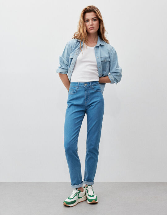 Comprar Online Calças de Ganga 'Slim Straight', Mulher, Azul Claro