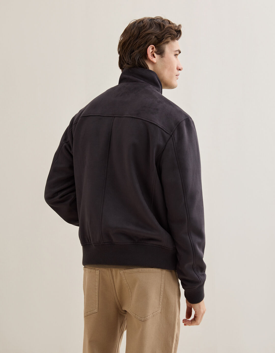 Casaco Bomber Efeito Camur&ccedil;a, Homem, Castanho Escuro