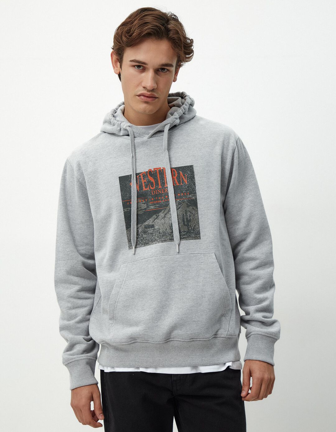 Sweatshirt de Felpa Capuz, Homem, Cinzento Claro