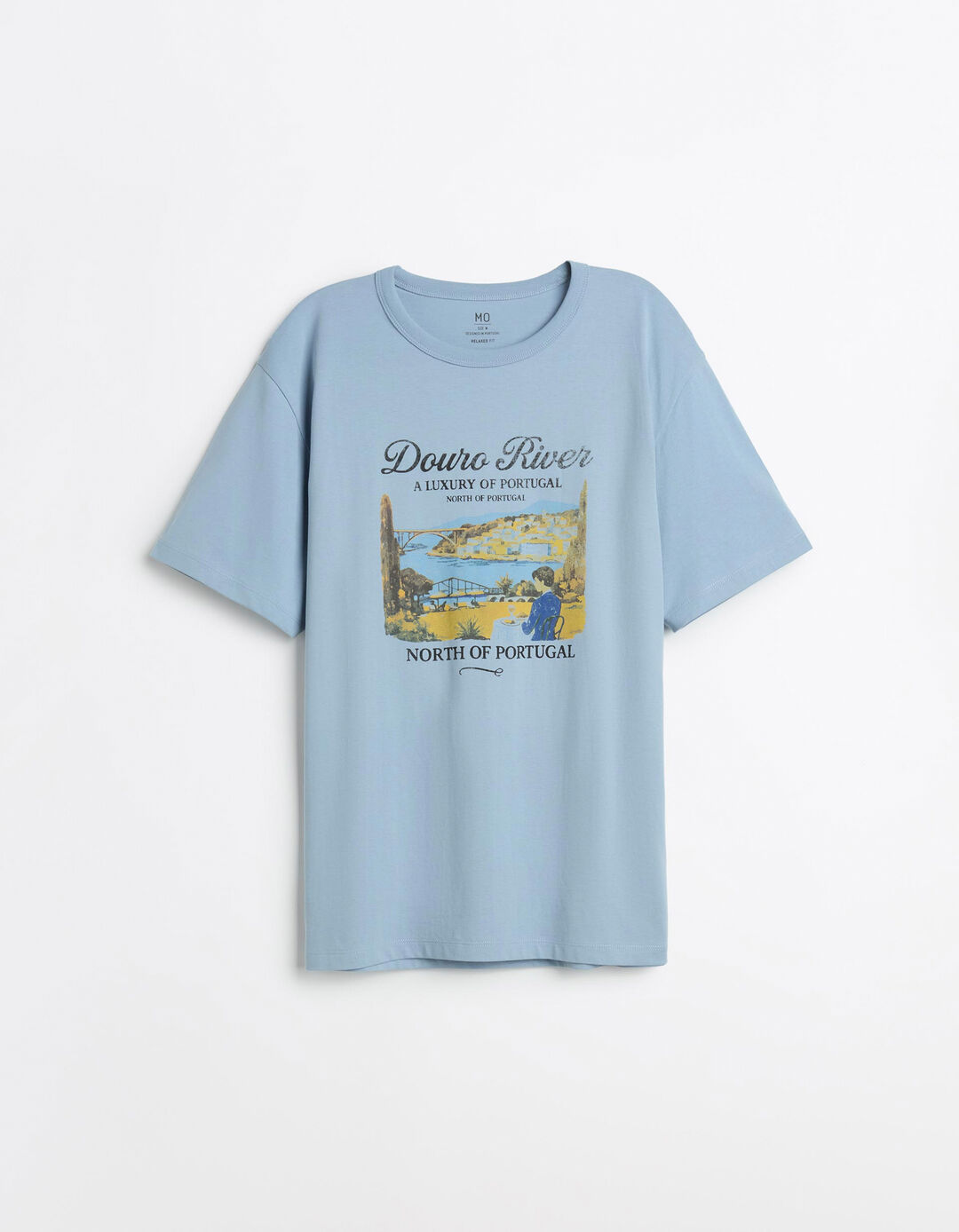 T-shirt Jersey Estampada, Homem, Azul Claro