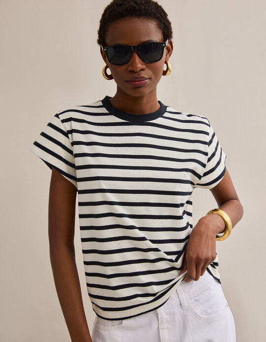 Comprar Online T-shirt Riscas, Mulher, Preto