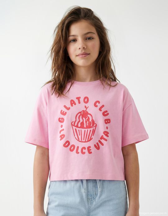 Comprar Online T-shirt Estampada, Menina, Rosa