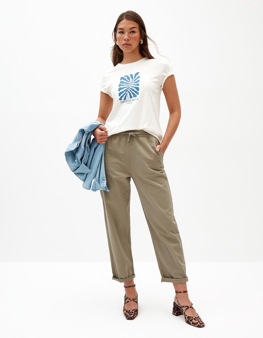 Calças com Cintura Jogger, Mulher, Verde Escuro