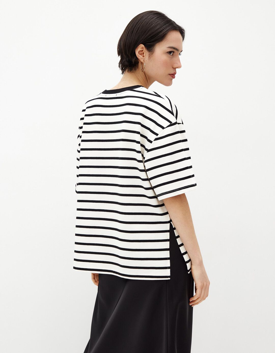 T-shirt Riscas, Mulher, Preto