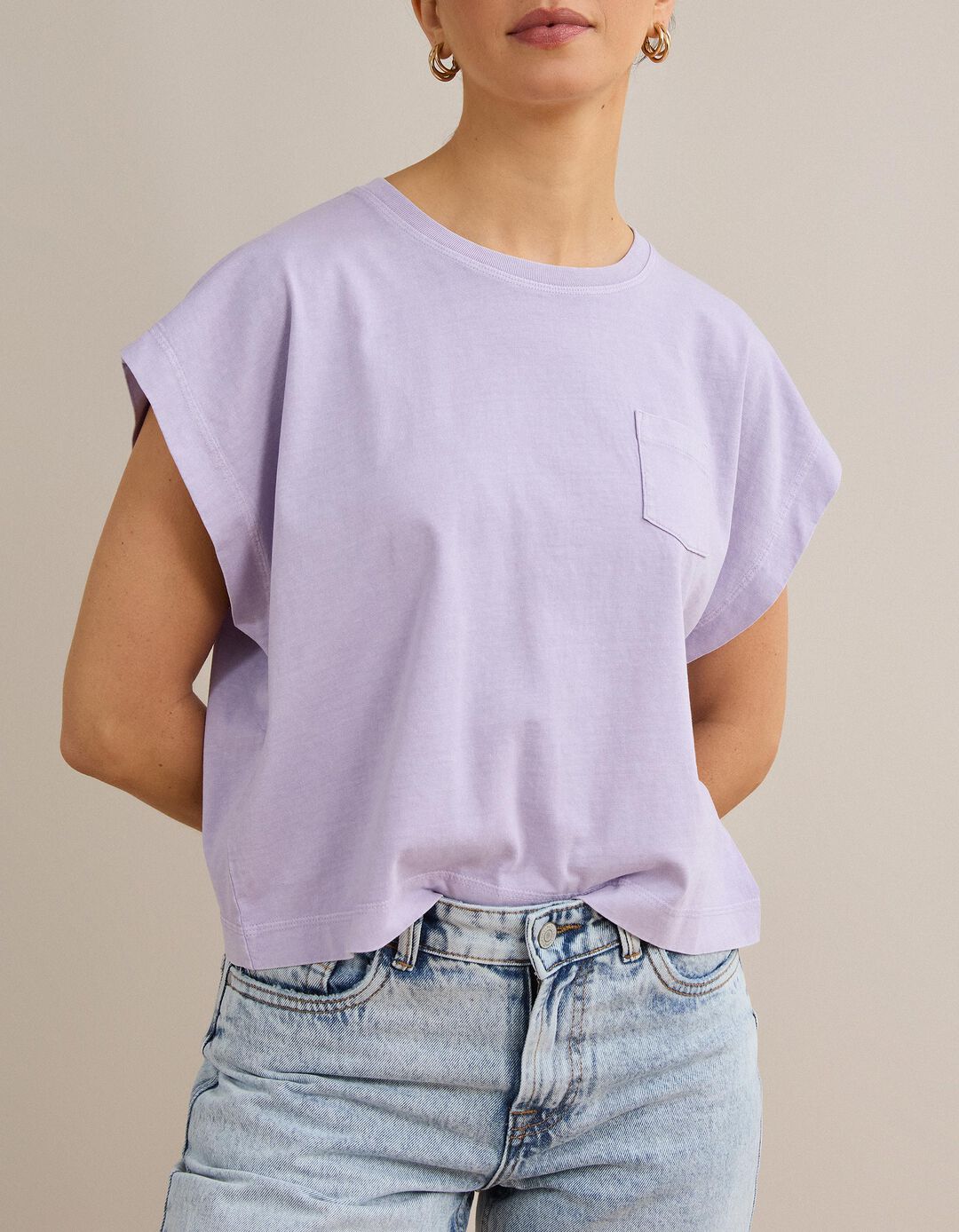 T-shirt Com Bolso, Mulher, Roxo Claro