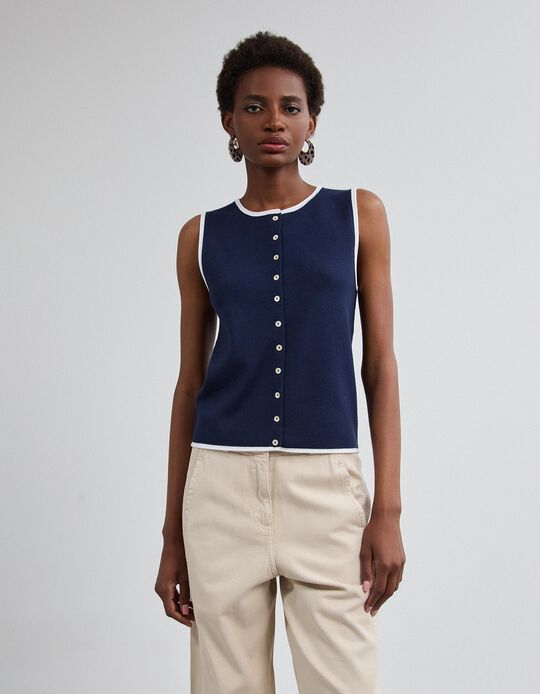 Comprar Online Colete Tricotado, Mulher, Azul Escuro