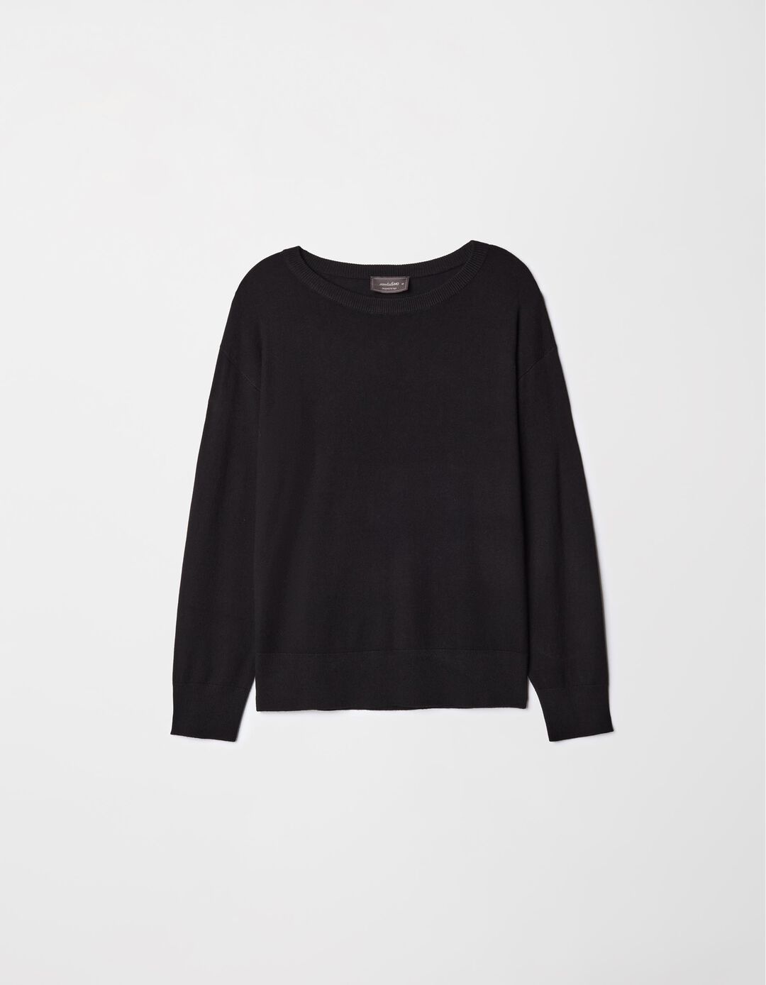 Camisola de Malha Decote Redondo, Mulher, Preto