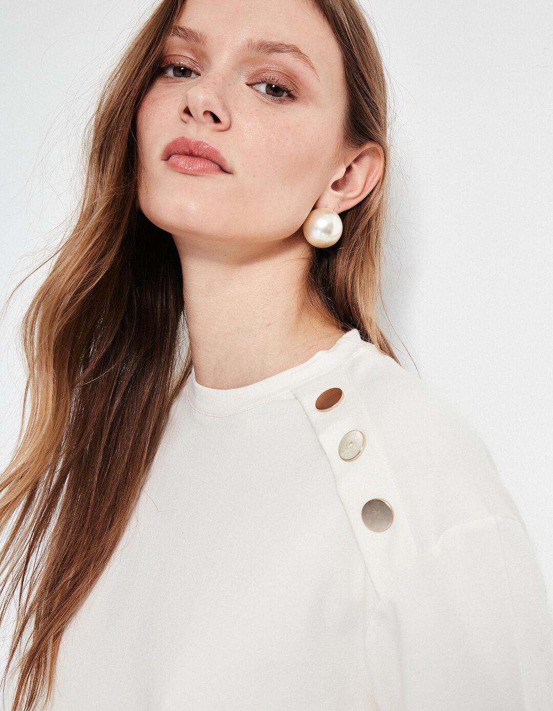 Camisola Manga Comprida, Mulher, Bege Claro