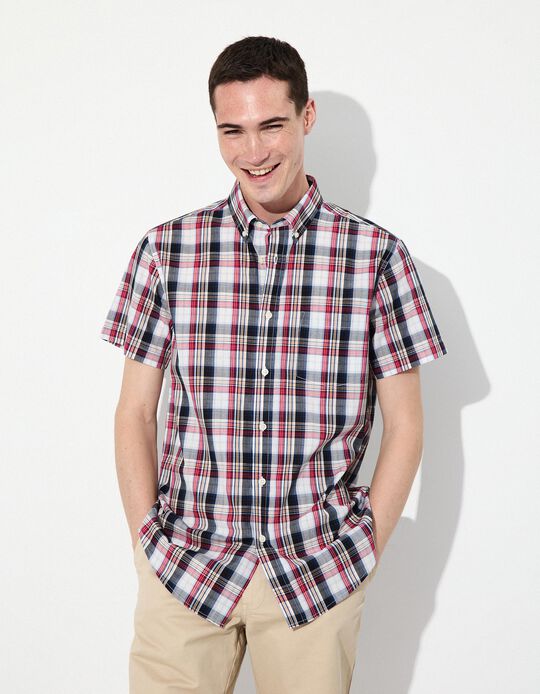 Comprar Online Camisa de Manga Curta, Homem, Xadrez Multicor