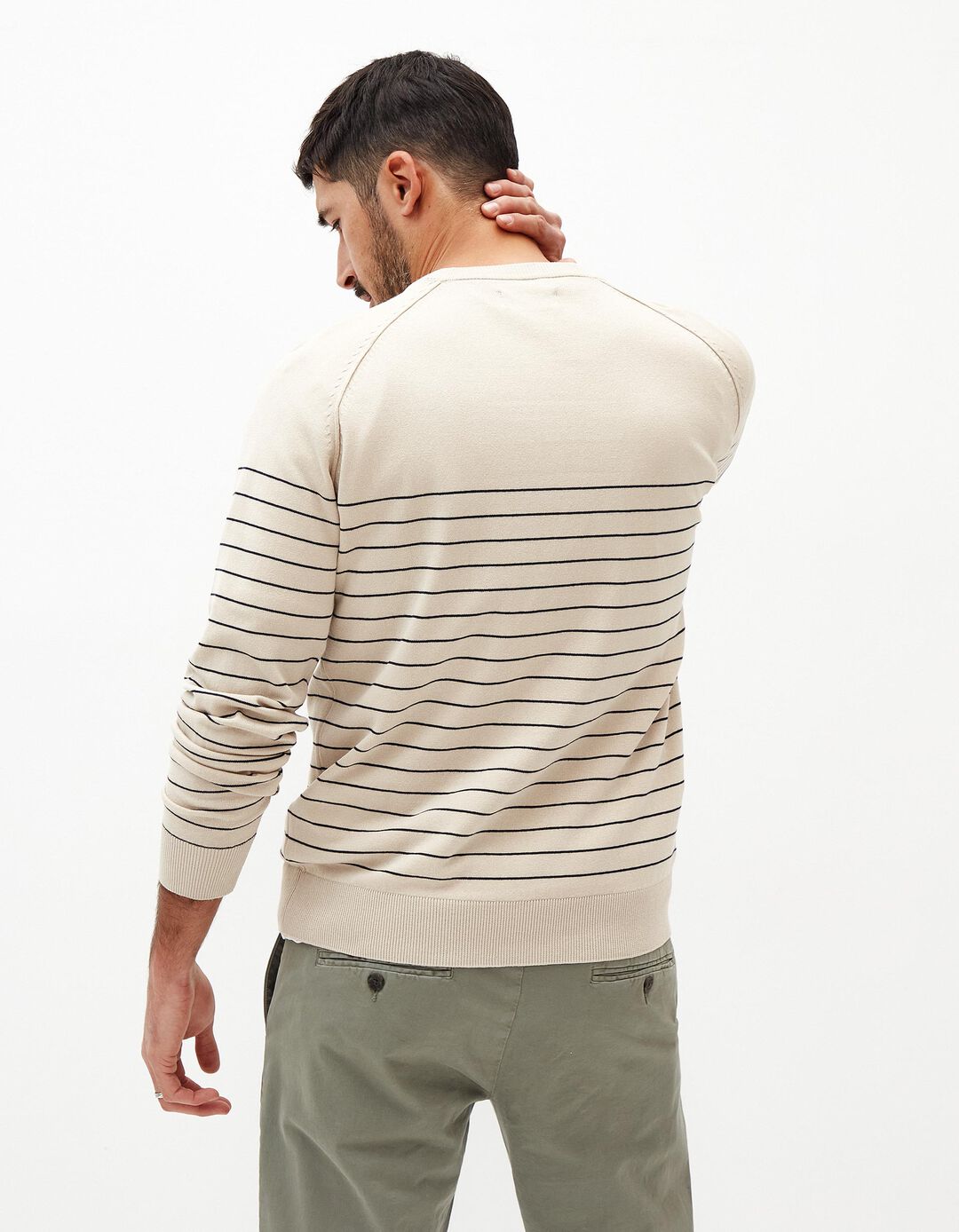 Camisola Riscas, Homem, Bege Claro 