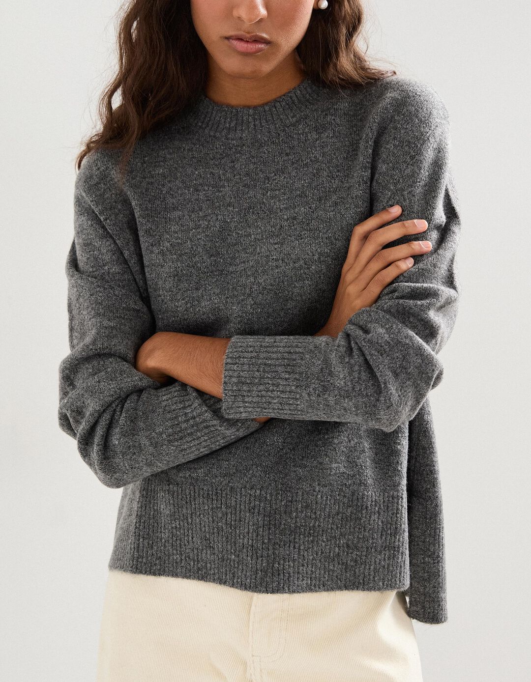Camisola de Malha, Mulher, Cinzento Escuro