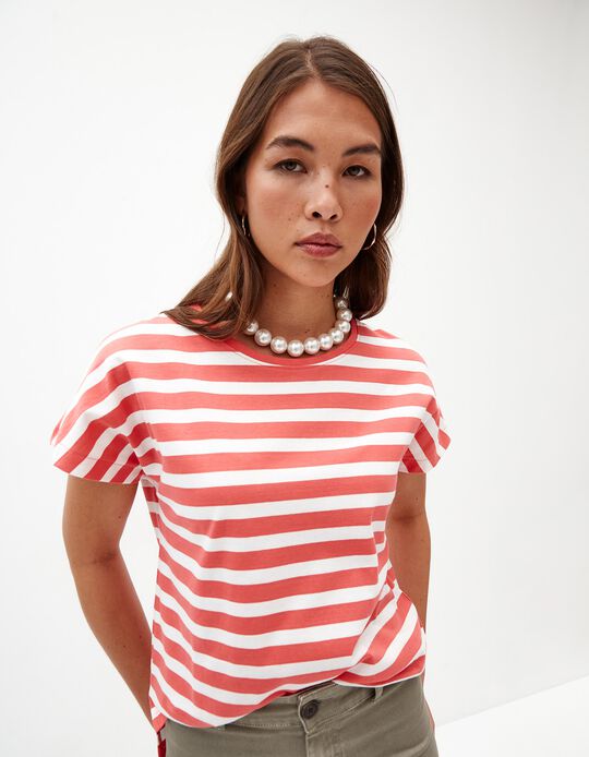 Comprar Online T-shirt Riscas, Mulher, Rosa