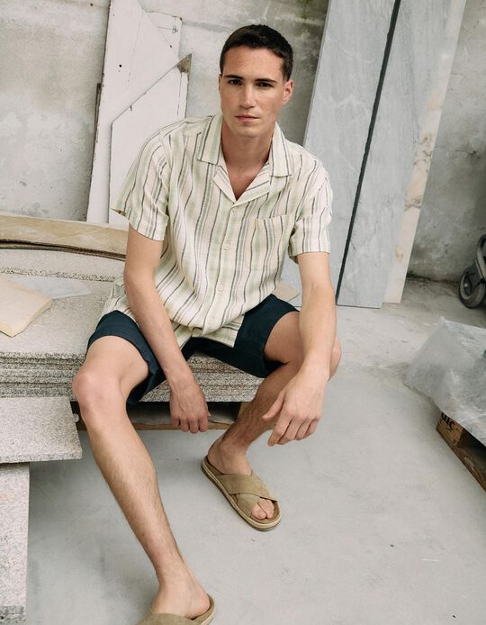 Comprar Online Camisa com Riscas, Homem, Verde
