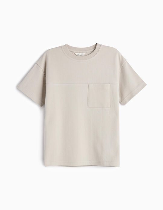 Comprar Online T-shirt com Bolso, Menino, Cinzento Claro 